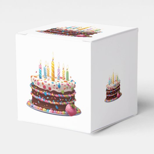 Happy Birthday Cake Box Gift Party Bedankdoosjes (Voorkant Zijde)