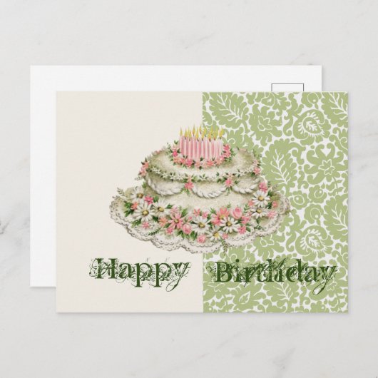 Happy Birthday Cake Briefkaart (Voorkant / Achterkant)