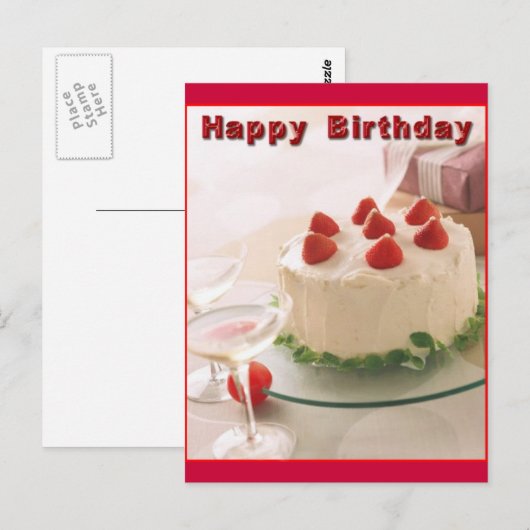 Happy Birthday Cake Briefkaart (Voorkant / Achterkant)