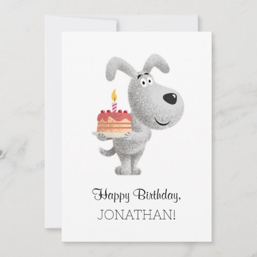 Happy Birthday Cake Candle Cute Dog Puppy Kaart (Voorkant)