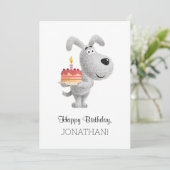 Happy Birthday Cake Candle Cute Dog Puppy Kaart (Staand voorkant)