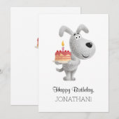 Happy Birthday Cake Candle Cute Dog Puppy Kaart (Voorkant / Achterkant)