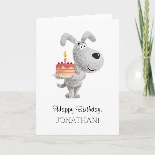 Happy Birthday Cake Candle Cute Funny Dog Puppy Kaart (Voorkant)