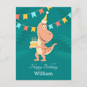 Happy Birthday Cake Candles Cute Dinosaur Briefkaa Briefkaart