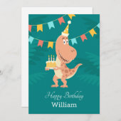 Happy Birthday Cake Candles Cute Dinosaur Kaart (Voorkant / Achterkant)