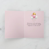 Happy Birthday Cake Candles Pretty Flowers Bows Kaart (Binnen)