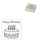 Happy Birthday Cake & Candles Schattigee Cartoon T Rubberstempel (Gestempeld)