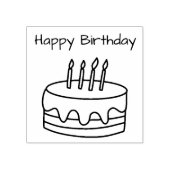 Happy Birthday Cake & Candles Schattigee Cartoon T Rubberstempel (Afrduk)