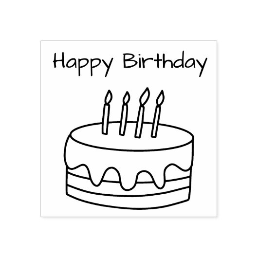 Happy Birthday Cake & Candles Schattigee Cartoon T Rubberstempel (Afrduk)