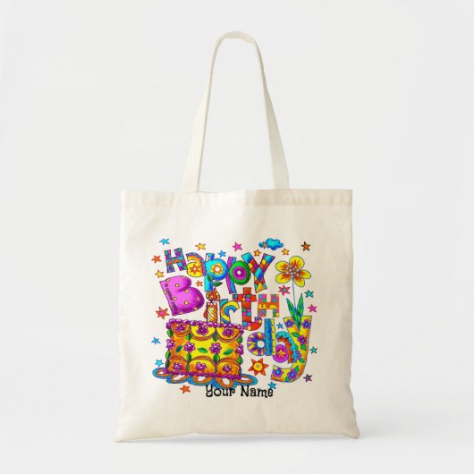 Happy Birthday Cake canvas tassen (Voorkant)
