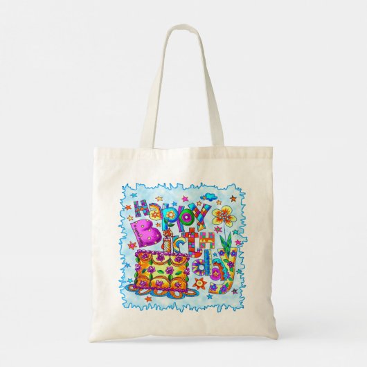 Happy Birthday Cake canvas tassen (Achterkant)