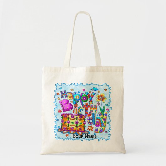 Happy Birthday Cake canvas tassen (Voorkant)