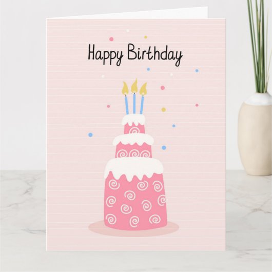 Happy Birthday Cake Card Bedankkaart (Voorkant)