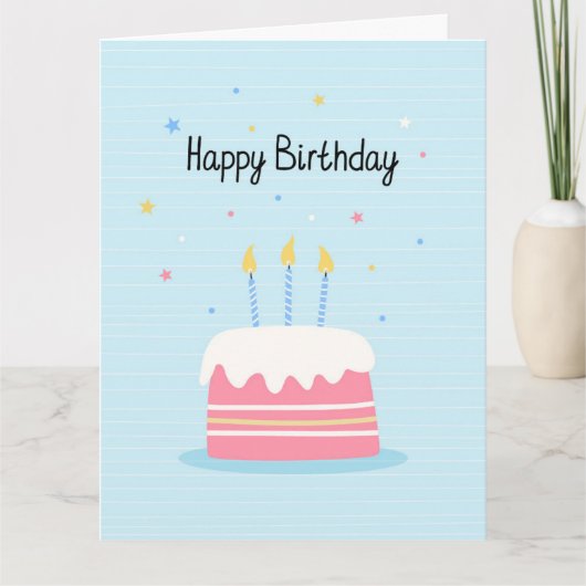 Happy Birthday Cake Card Bedankkaart (Voorkant)