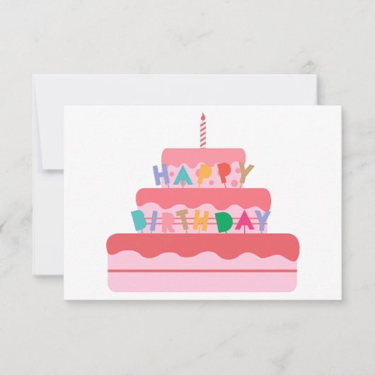 Happy Birthday Cake Card Bedankkaart (Voorkant)
