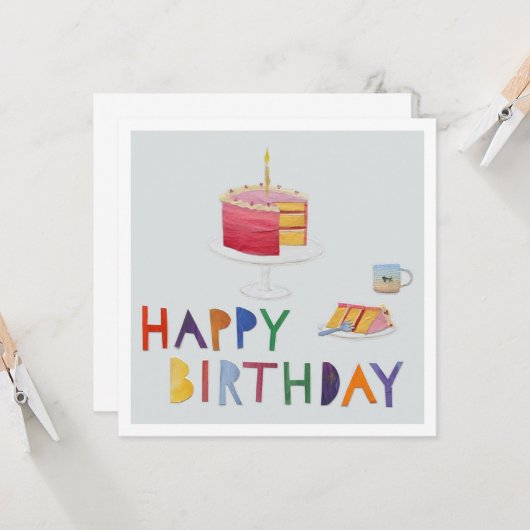 Happy Birthday Cake Collage Kaart (Voorkant / Achterkant in situ)