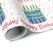 Happy Birthday Cake Confetti Party-overlooppapier Cadeaupapier (Rol Hoek)