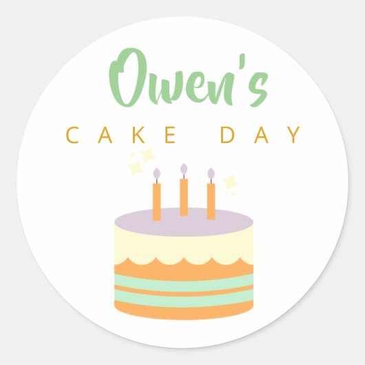 Happy Birthday Cake Day Custom Name Owen Labels (Voorkant)