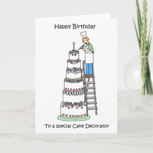 Happy Birthday Cake Decorator Kaart (Voorkant)