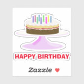 Happy Birthday cake en kaarsen Sticker (Vel)