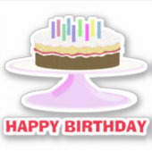 Happy Birthday cake en kaarsen Sticker (Voorkant)