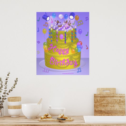 "Happy Birthday" cake (Engels) Poster (Keuken)