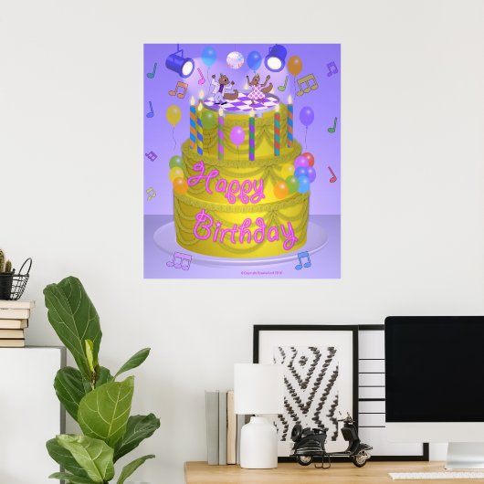 "Happy Birthday" cake (Engels) Poster (Thuiskantoor)