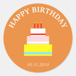 Happy Birthday Cake Feest Feest Feest Datum Kaars Ronde Sticker