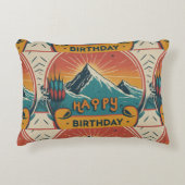 Happy Birthday Cake geborsteld Accent Kussen (Voorkant)