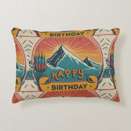 Happy Birthday Cake geborsteld Accent Kussen