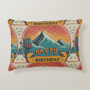 Happy Birthday Cake geborsteld Accent Kussen