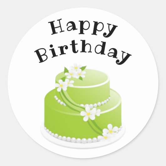 Happy Birthday Cake Gift en Kaart Stickers (Voorkant)