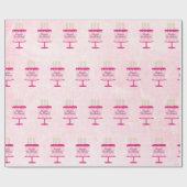 Happy Birthday Cake Gift Wrap Roze Cadeaupapier (Vlak)
