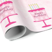 Happy Birthday Cake Gift Wrap Roze Cadeaupapier (Rol Hoek)