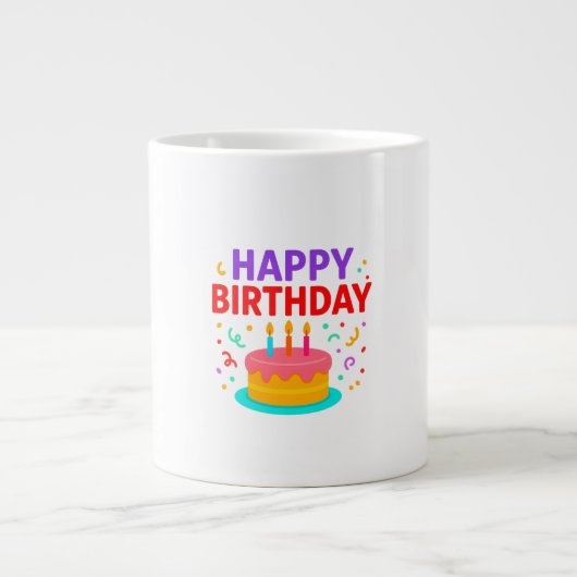 Happy Birthday Cake Graphic Grote Koffiekop (Voorkant)