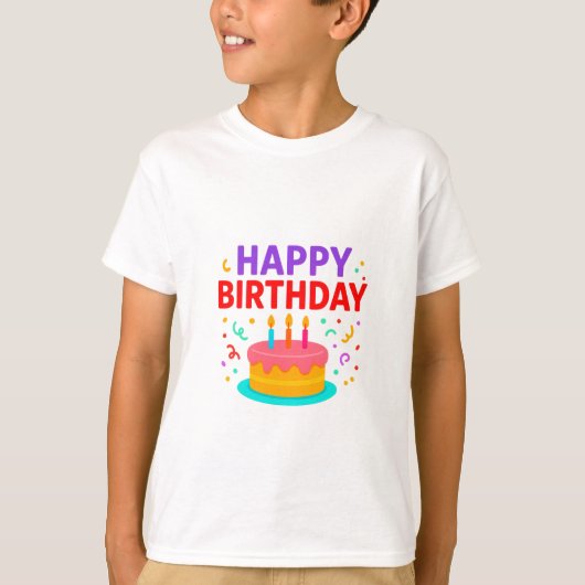 Happy Birthday Cake Graphic T-shirt (Voorkant)