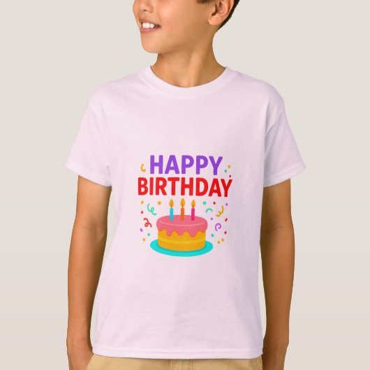 Happy Birthday Cake Graphic T-shirt (Voorkant)