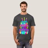 Happy Birthday Cake Hippie Tie Dye Psychedelic T-shirt (Voorkant volledig)