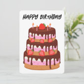 Happy Birthday Cake Holiday Kaart (Staand voorkant)