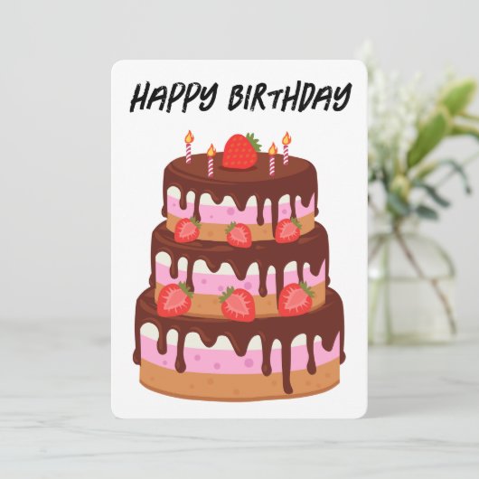 Happy Birthday Cake Holiday Kaart (Staand voorkant)