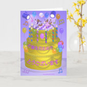"Happy Birthday" cake (Japans) Kaart (Gele Bloem)