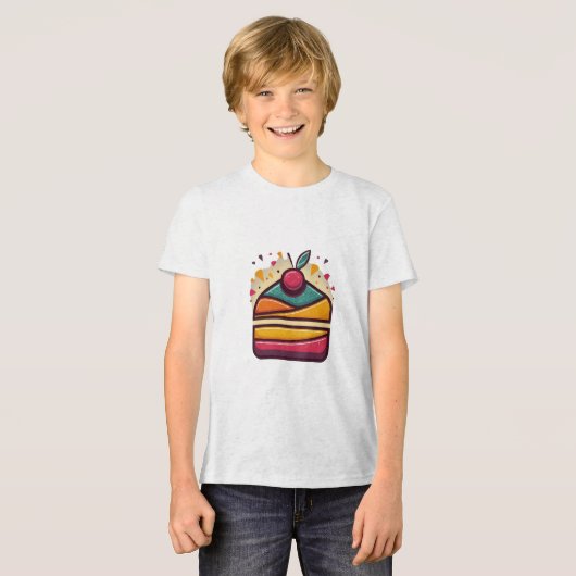 Happy Birthday Cake Jeugd Tri-Blend Shirt (Voorkant volledig)