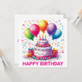 Happy Birthday Cake Kaart (Voorkant / Achterkant in situ)