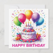 Happy Birthday Cake Kaart (Voorkant)