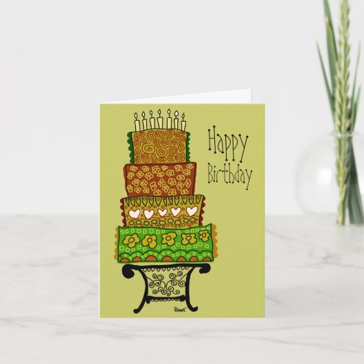  Happy Birthday Cake Kaart (Voorkant)