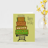  Happy Birthday Cake Kaart (Gele Bloem)