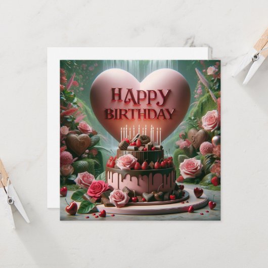 Happy Birthday Cake Kaart (Voorkant / Achterkant in situ)