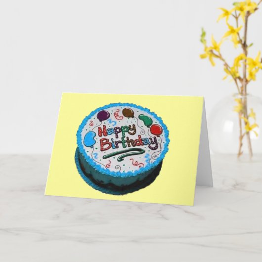 Happy Birthday Cake Kaart (Gele Bloem)