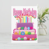 Happy Birthday Cake Kaart (Staand voorkant)