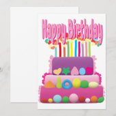 Happy Birthday Cake Kaart (Voorkant / Achterkant)